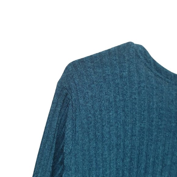 Zenobia Womens 2XL Cardigan Teal Blue Soft Ribbed Knit Side Slits Open Front - Picture 6 of 14